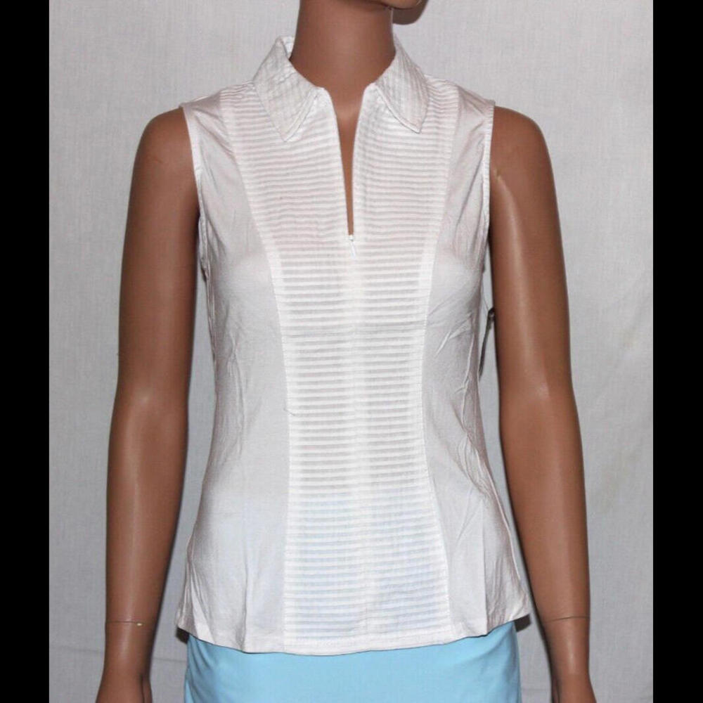 MOVETES WOMENS SLEEVELESS CINDY SHIRT BRIGHT WHITE PINTUCK – SIZES 2, 4, 6